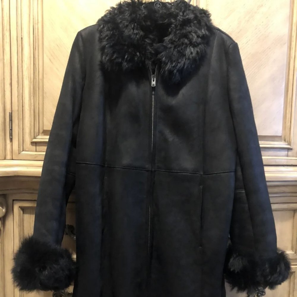 WOMEN'S Chas Mackenzie REAL SHEEPSKIN COAT SIZE XL MADE IN UK/ ENGLAND